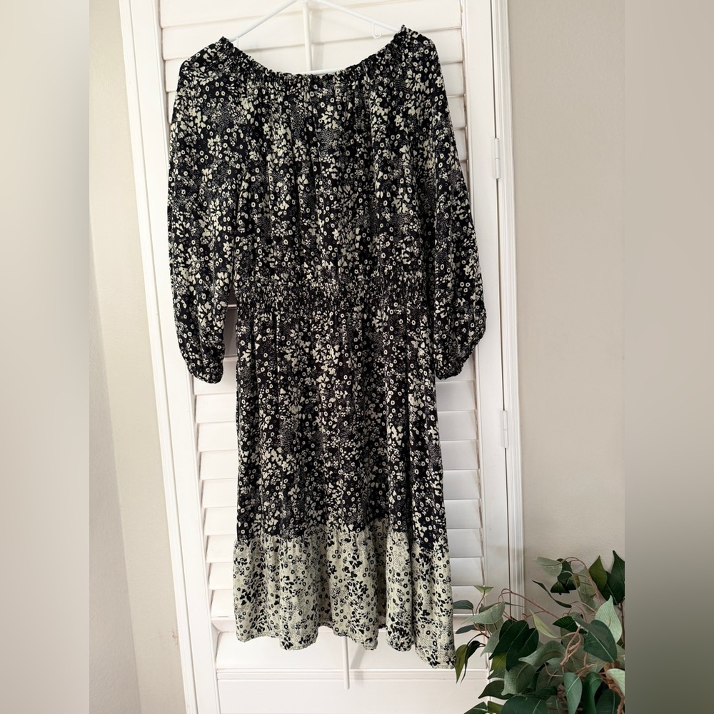 Knox Rose Womens Long Sleeve Dress Size L Prairie Floral Printed Pockets Swing - Picture 7 of 10